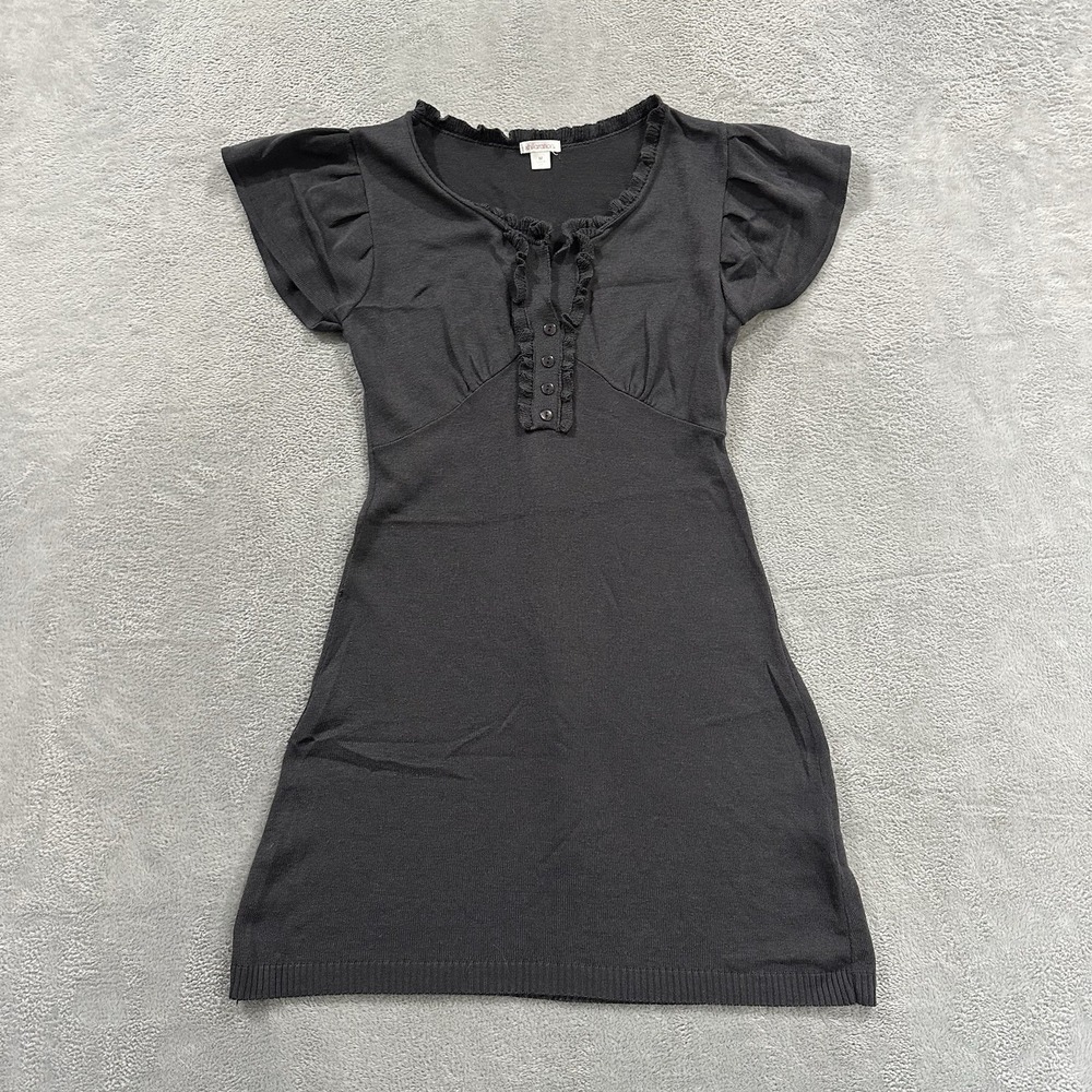 Vtg Xhilaration Mini Dress Women M Gray Ruffle Y2K USA Babydoll Coquette